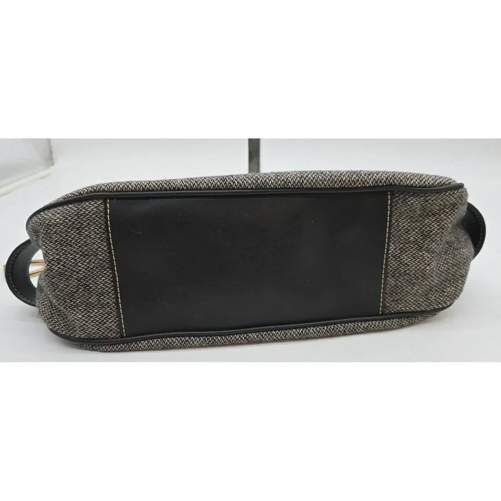 Chaps Tweed & Leather Hobo Shoulder Bag With Brass Accents old money academia